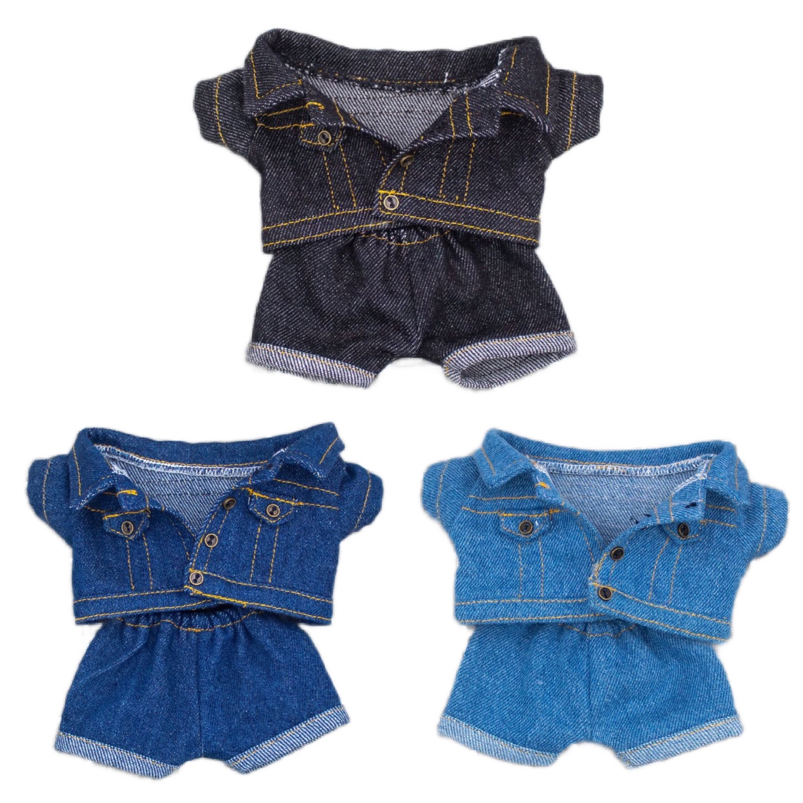 10cmぬいぐるみ用 着せ替え服 ぬい服 コスチューム デニム2点セット