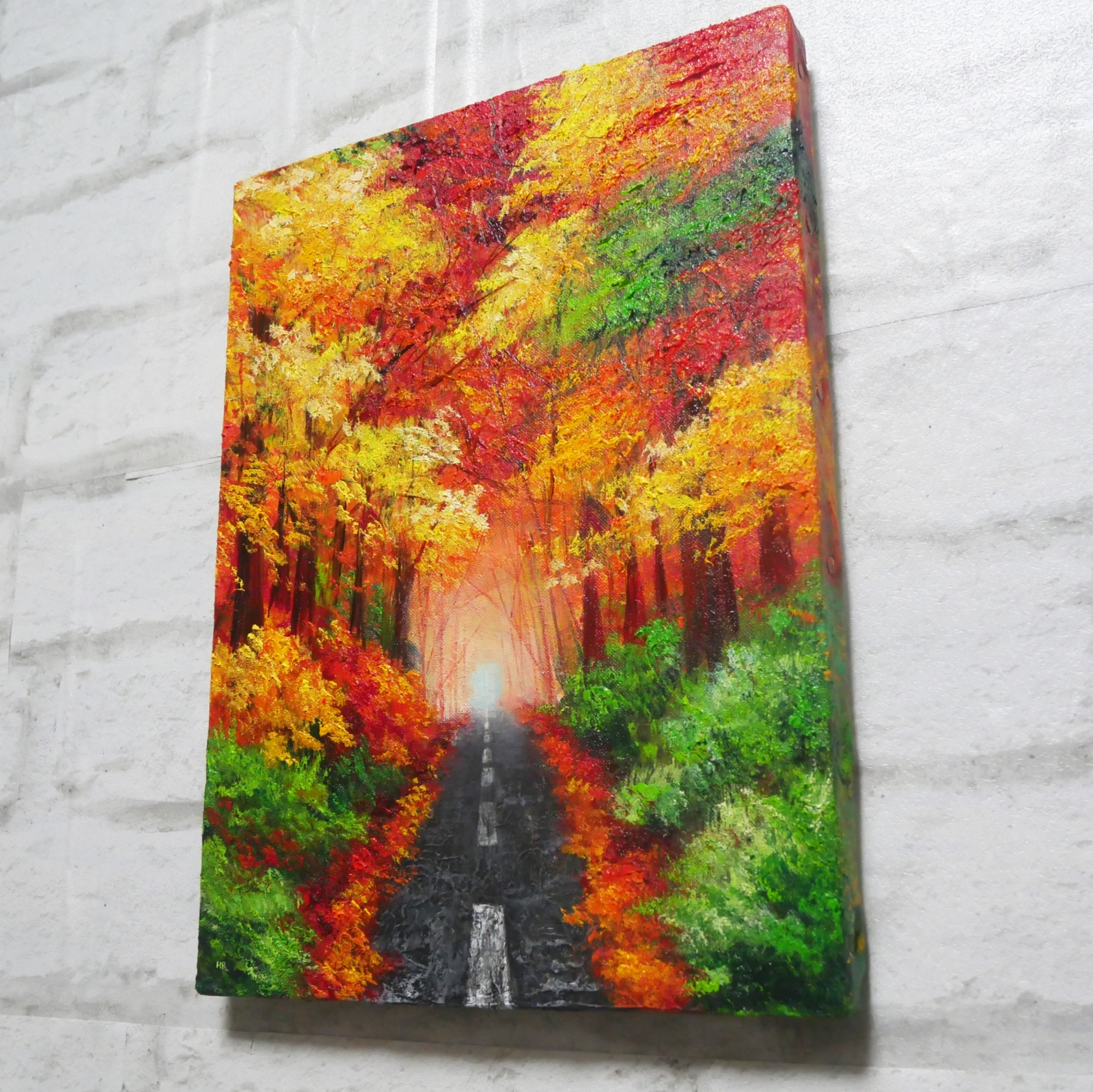 油絵 紅葉の道 - HR | minne byGMOペパボ 国内最大級のハンドメイド