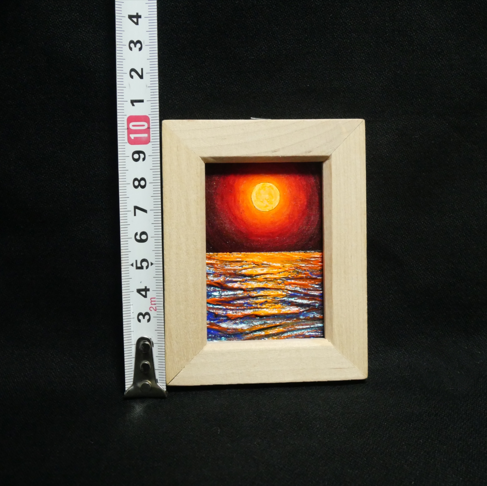 油絵 油彩 油彩画 絵 絵画 ミニ絵画【オレンジ色の満月】 - HR