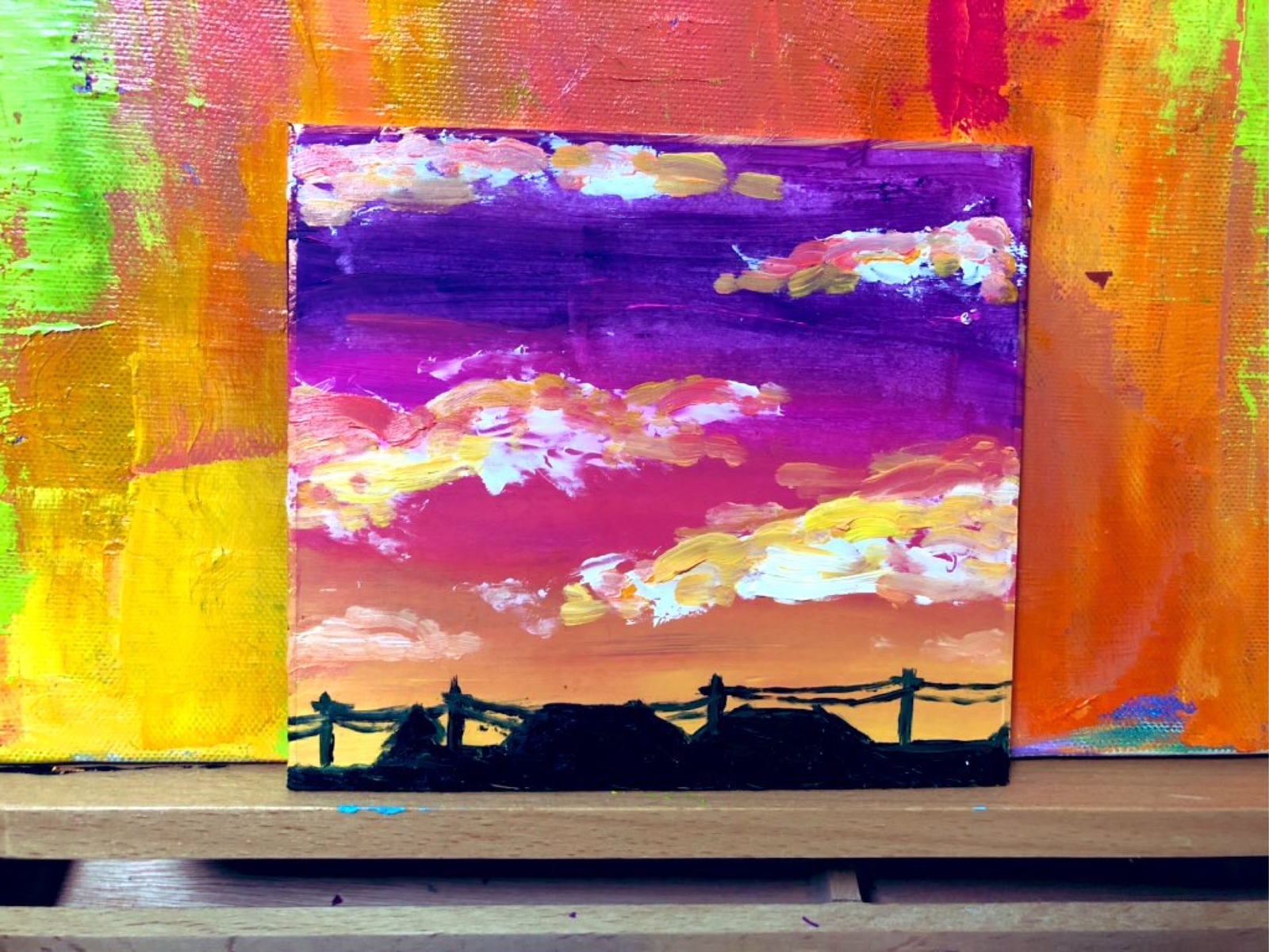 油絵 絵画『夕焼け』ミニサイズ - 13's Art | minne byGMOペパボ 国内