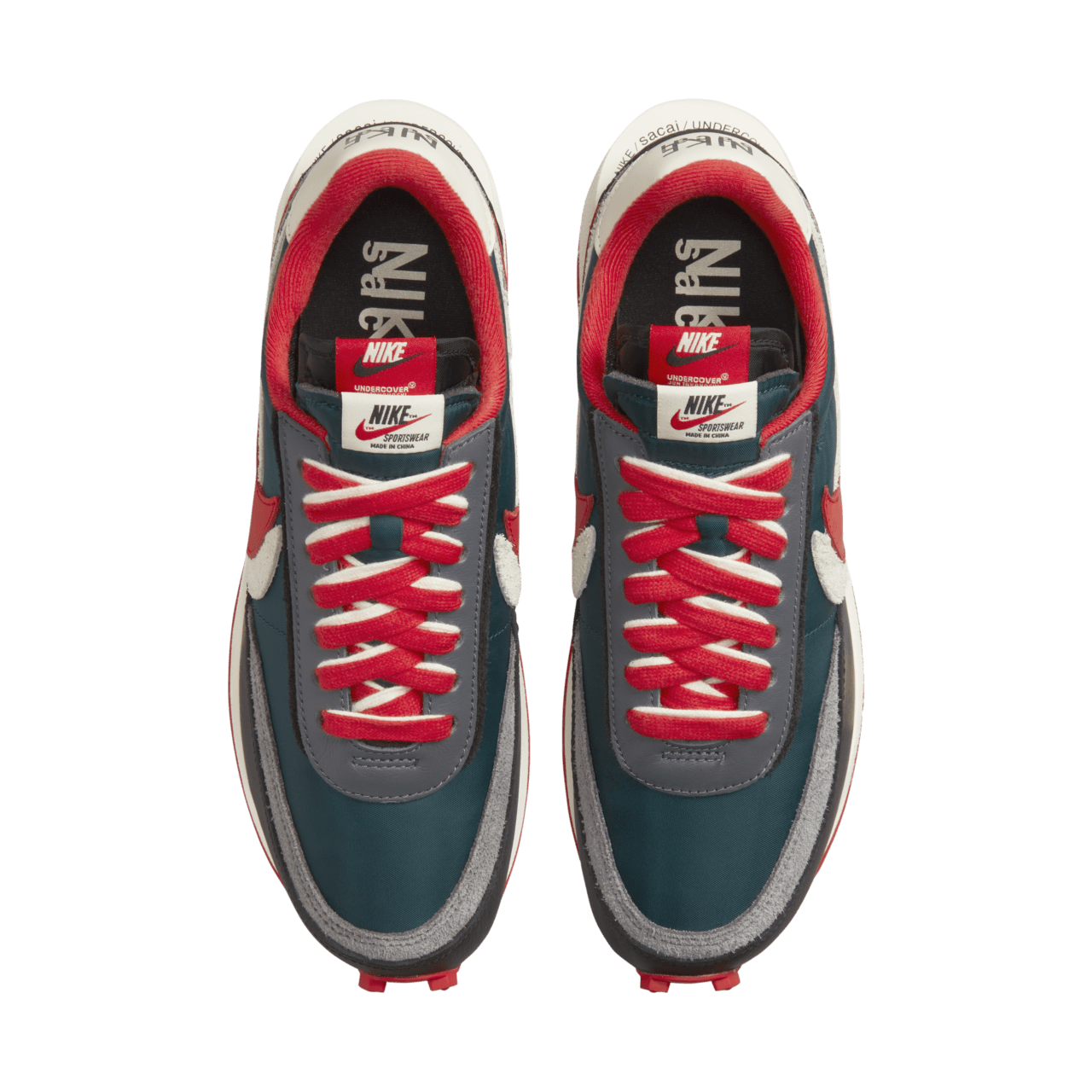 LDWaffle x sacai x UNDERCOVER 'Midnight Spruce and University Red