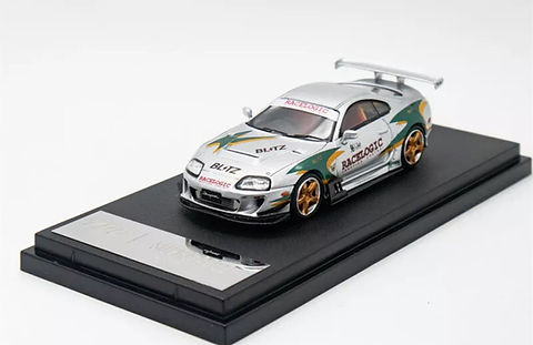 TOYOTA SUPRA A80Z SILVER & GREEN 1/64 DIECAST CAR MODEL BY TPC