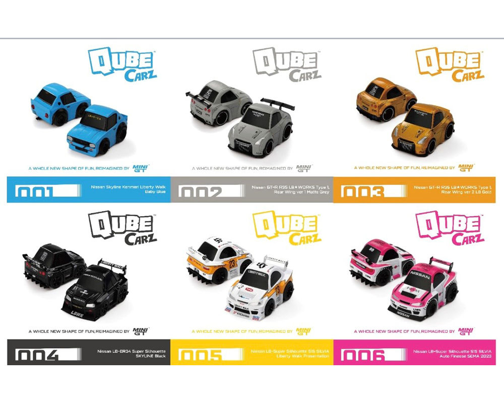 QUBE CARZ SERIES 1 LBWK LIBERTY WALK SET OF 6 1/64 CARS BY MINI GT