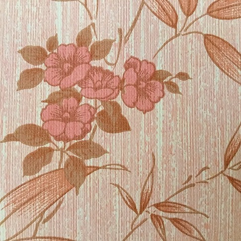半巻) フランス アンティーク 壁紙 ピンク 花柄 53 cm | Le petit