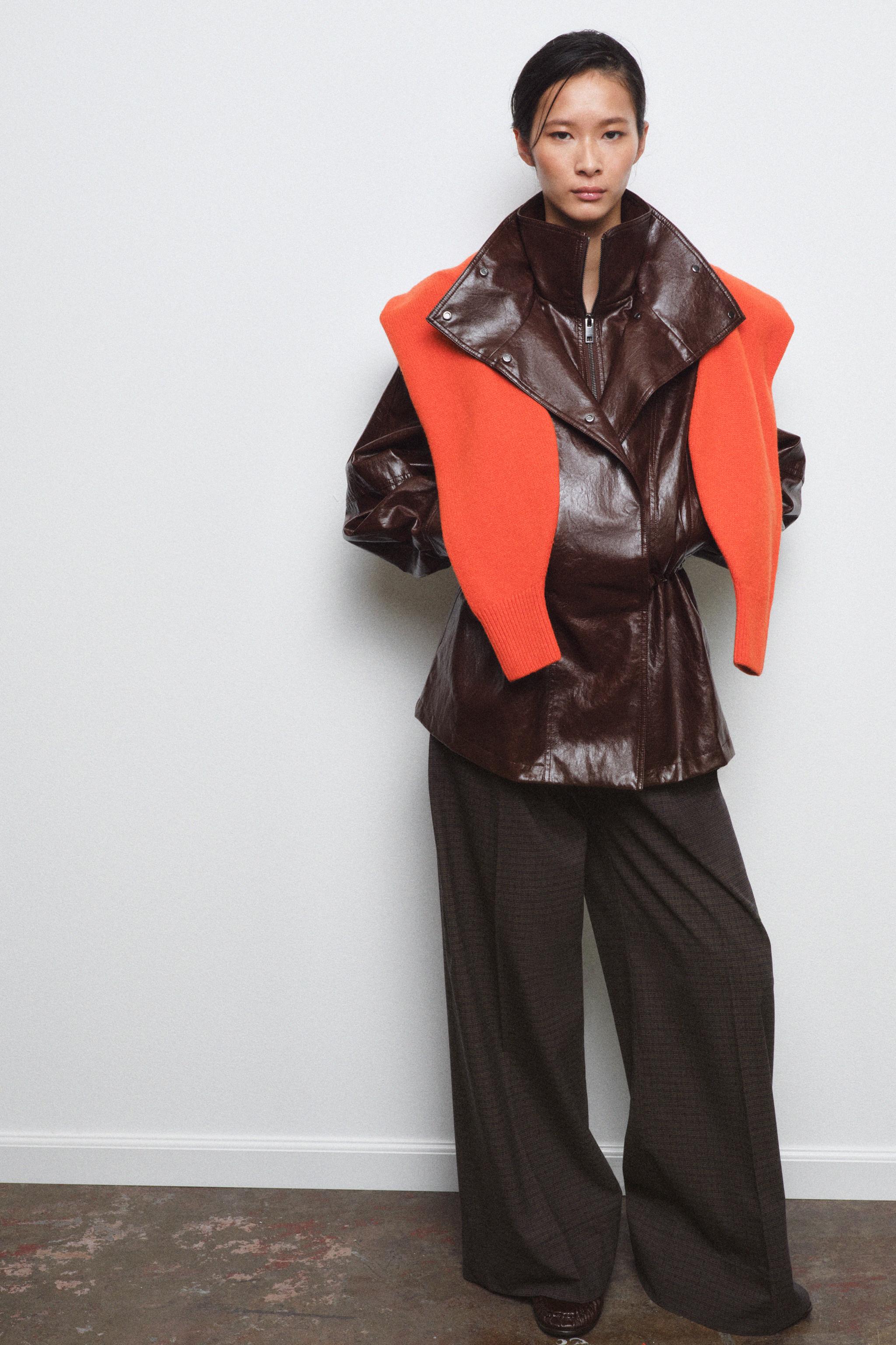 ZW COLLECTION FAUX LEATHER JACKET - Brown | ZARA Georgia