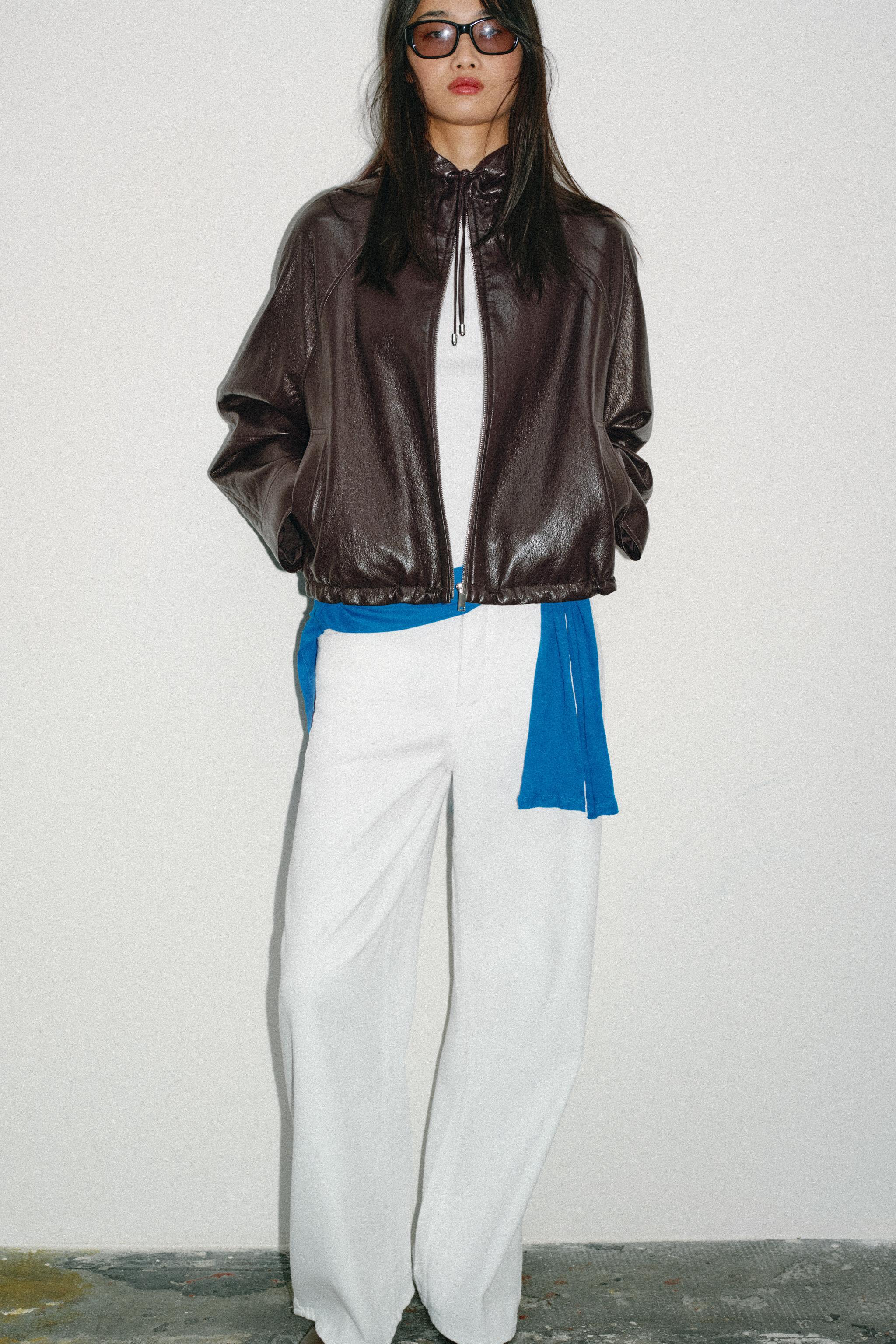 フェイクレザー フード付きジャケット - ブラウン | ZARA Japan / 日本