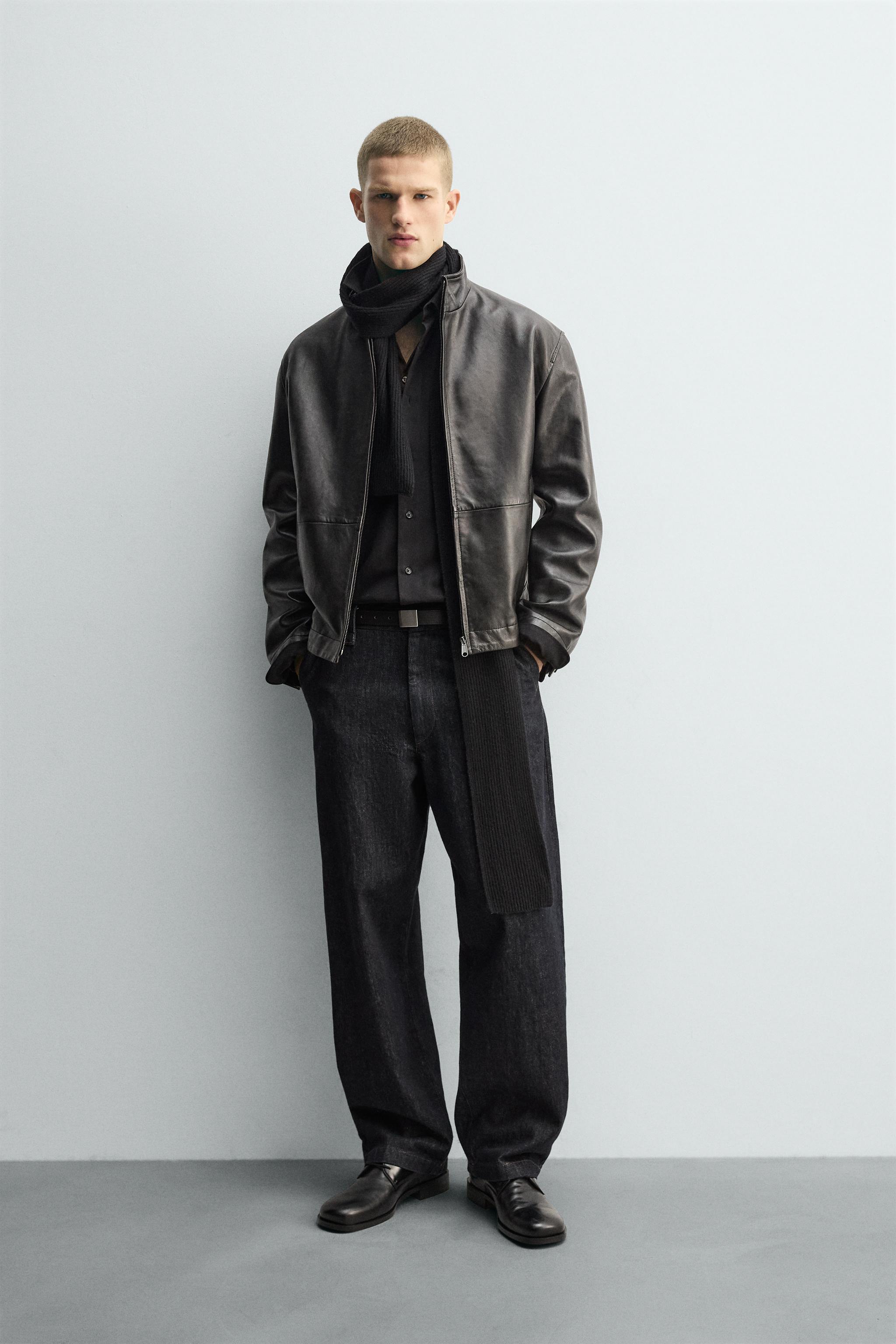 リラックスフィットレザージャケット - ブラック | ZARA Japan / 日本
