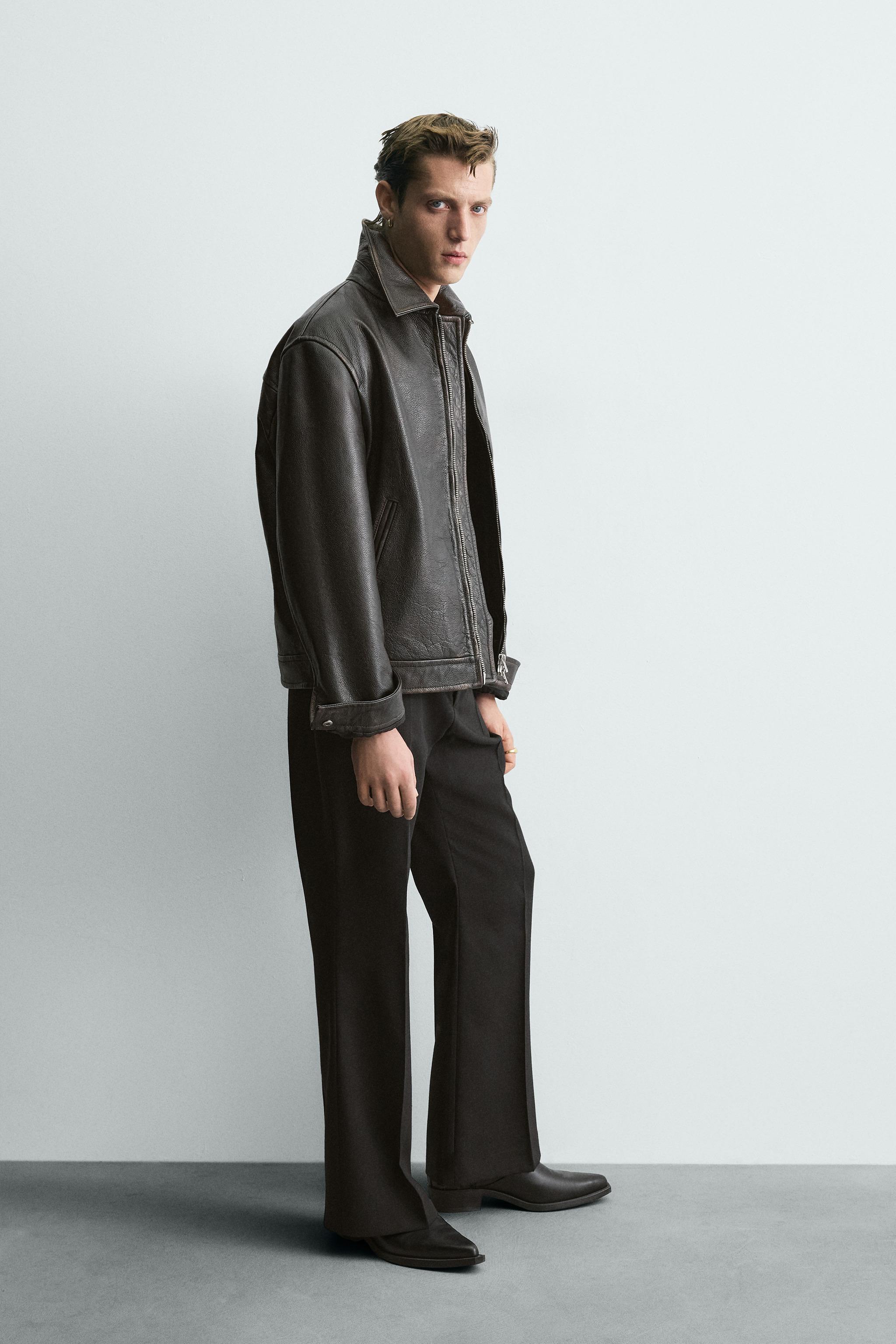 VINTAGE EFFECT WASHED LEATHER JACKET LIMITED EDITION - Black