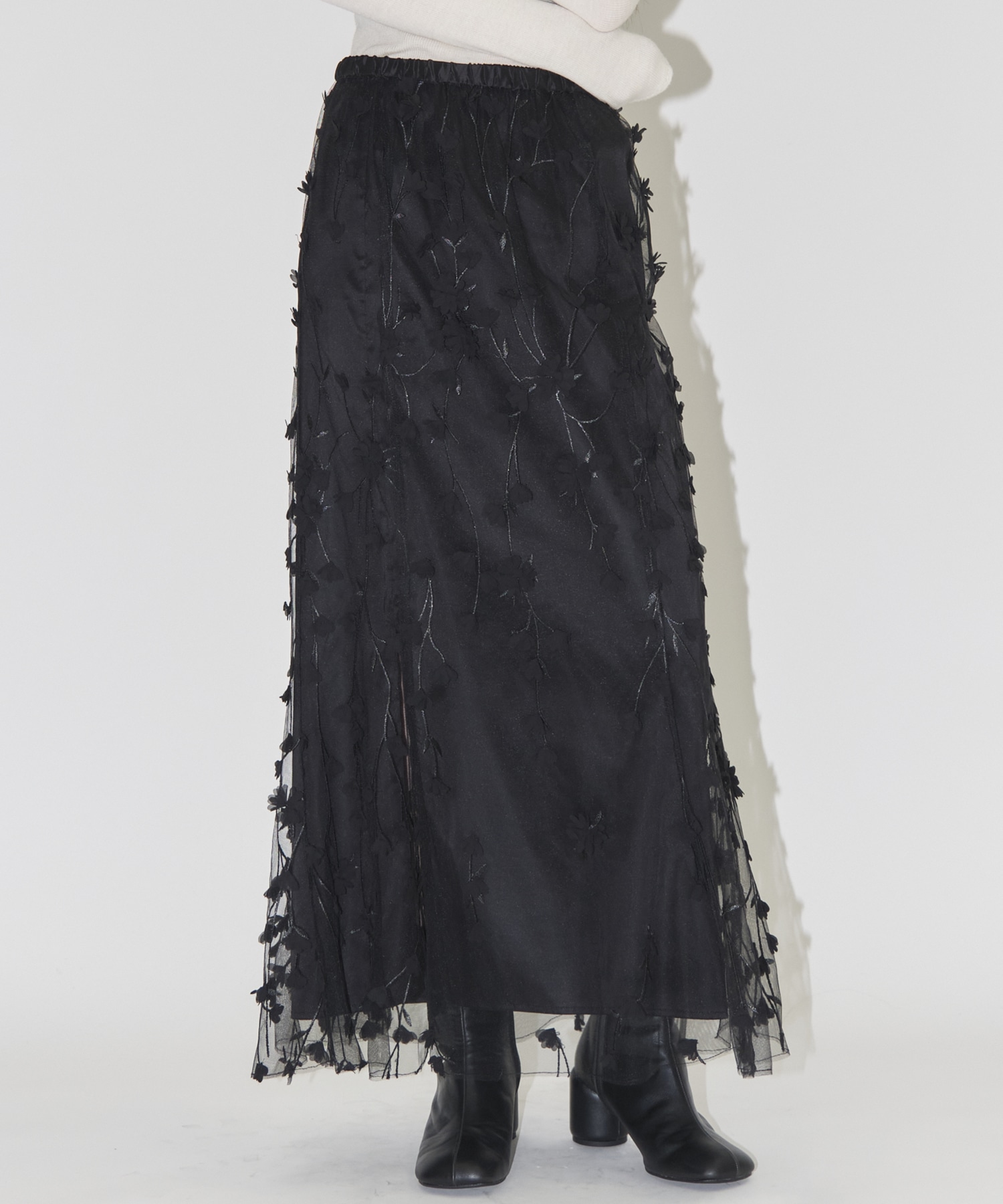 別注3D FLOWER LAYERED SKIRT(S BLACK): AMERI: WOMENS｜ STUDIOUS