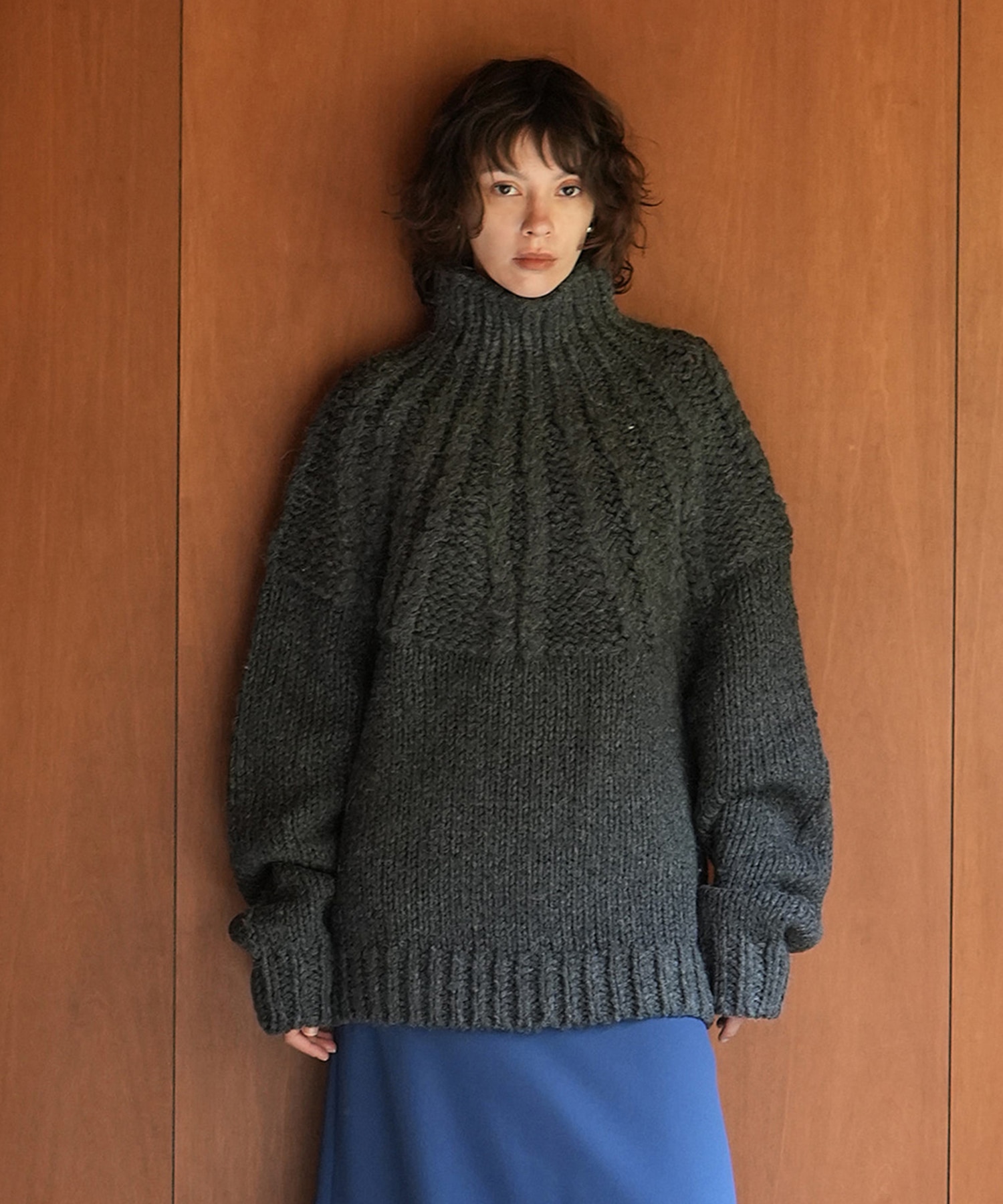 CHUNKY CABLE HAND KNIT TOPS(1 GREY): CLANE: WOMENS｜ STUDIOUS